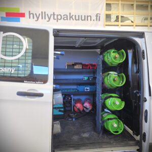 Kylmäainepullohylly pakettiautoon neljälle pullolle