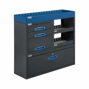 100 cm pakettiauton hyllykkö / laatikosto avohyllyillä