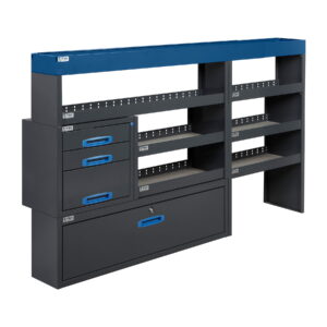 205 cm hyllykkö / laatikosto avohyllyillä kapea alakaappi