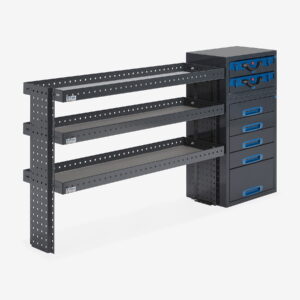 180 cm pakettiauton hyllykkö / laatikosto korkeus 96 cm