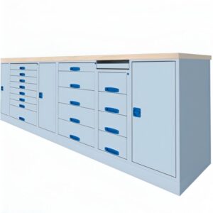 365 cm työpiste halliin vetolaatikoilla